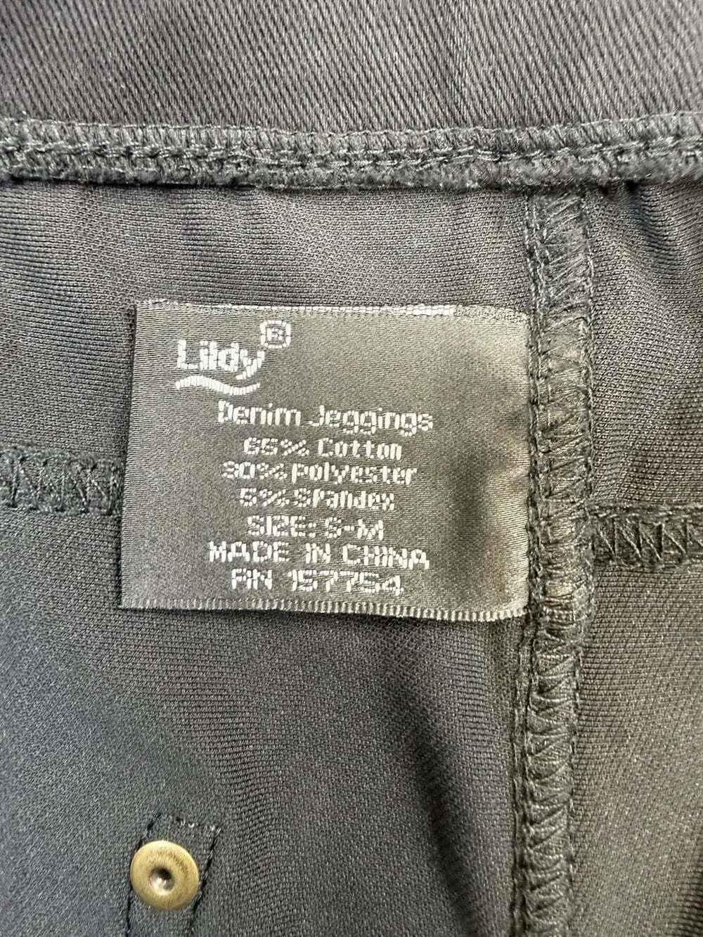 Lildy Skinny Fit High Rise Stretch Denim Jeggings Black Size S-M Back Pockets